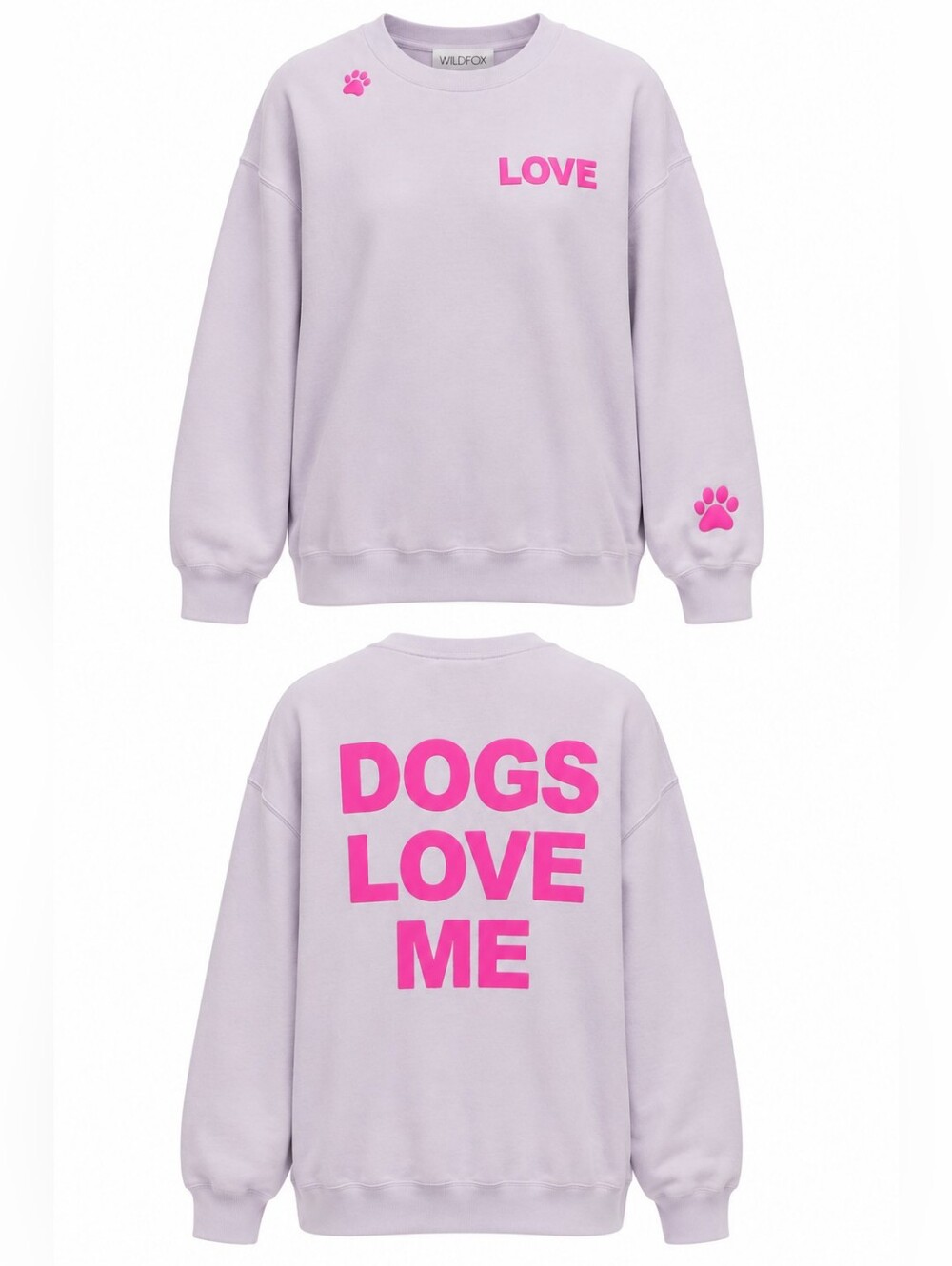 WILDFOX | Dog Animal Lover Comfy‎ Pink Paw Print Lavender Sweatshirt | XXL